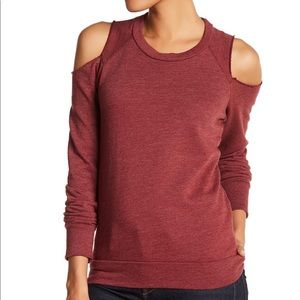Stateside Cold Shoulder Sweatshirt Maroon sz S